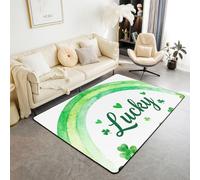 Manfei Tapis décoratif pour la Saint-Patrick - Tapis de sol d'intérieur antidérapant et absorbant pour décoration de chambre d'enfant, garçon et fille, motif trèfle vert, 1,4 x 1,9 m (rectangulaire)