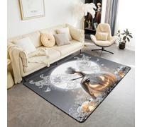 Manfei Tapis d'intérieur antidérapant et absorbant pour décoration de chambre d'enfant, motif papillon mignon, citrouille, lanterne, dessin animé, gris, 1,4 x 1,9 m (rectangulaire)