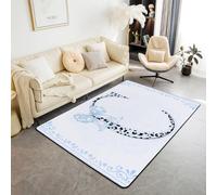 Manfei Tapis d'intérieur avec nœud bleu, motif léopard, lettre C, tapis d'entrée pour décoration de chambre de garçons et de filles, tapis antidérapant et absorbant, 1,4 x 1,1 m (rectangulaire)