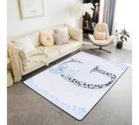 Manfei Tapis d'intérieur avec nœud bleu, motif léopard, lettre G, tapis d'entrée pour décoration de chambre de garçons et de filles, tapis antidérapant et absorbant, 1,4 x 1,1 m (rectangulaire)