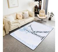Manfei Tapis d'intérieur avec nœud bleu, motif léopard, lettre K, tapis d'entrée pour décoration de chambre de garçons et de filles, tapis antidérapant et absorbant, 1,4 x 1,1 m (rectangulaire)