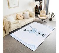 Manfei Tapis d'intérieur avec nœud bleu, motif léopard, lettre Y, tapis d'entrée pour décoration de chambre de garçons et de filles, tapis antidérapant et absorbant, 1,4 x 1,1 m (rectangulaire)