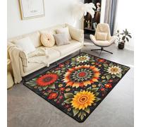 Manfei Tapis d'intérieur bohème du milieu du siècle - Tapis de sol d'intérieur pour enfants de garçons et filles - Moquette botanique antidérapante et absorbante - 1,4 x 1,9 m (rectangulaire)