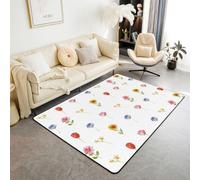 Manfei Tapis floral coloré, tapis antidérapant avec fleurs de graden, tapis de sol d'intérieur, tapis d'entrée, maison de campagne, décoration de salon, chambre à coucher, 0,9 x 1,5 m
