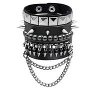 Manfnee 4Pcs Bracelet à Manchette Pointe Clou Chaîne Punk Gothique Rock Vintage Rockeur Homme Femme