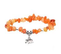 Manfnee Bracelet à Breloque d'éléphant Aventurine Rouge Pierre Naturelle Irrégulière Femme Elastique