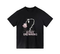 Manfnee T Shirt Punk Femme T-Shirts Gothiques Vintage Hauts Rock Halloween Coton Manches Courtes XL