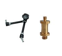 Manfrotto 244N Bras à Friction Plateau Rapide & 037 Adaptateur réversible avec vis 3/8" et 1/4" pour Montage d'appareils sur Le Super Clamp 035C