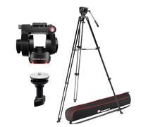 Manfrotto 500X Kit Vidéo, Rotule Fluide + Trépied Alu Double Tube, Charge 5 Kg, Base Plate, Entretoise Centrale, Plateau Rapide, Vertical/Horizontal, Sac Inclus