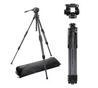 Manfrotto 500X Rotule Vidéo Fluide et Trépied Hybride One, Kit Photo & Vidéo, Carbone, Charge5 kg, Colonne à Niveau, Colonne Horizontale 90°, Système Quick Release, Appareils Photo Reflex & Hybrides