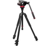 Manfrotto 055 Trépied Vidéo Rotule Vidéo Fluide 502, Aluminium, Système Trépied Professionnel Robuste, Colonne Mise à Niveau, Verrouillage Leviers, Pied Photo, Appareil Reflex/Hybride, Caméscopes