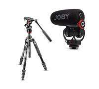 Manfrotto Befree Advanced Live avec Bagues de Serrage, Trépied Vidéo de Voyage Aluminium avec Verrouillage Rotatif, Trépied Appareil Photo Reflex, Hybride et JOBY Wavo PLUS, Microphone Caméra Vlogging