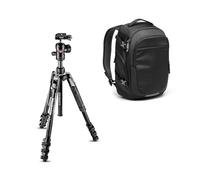 Manfrotto Befree Advanced Trépied Voyage Levier, 4 Sections Aluminium, Rotule Ball et Advanced Gear III Sac à Dos Photo, Ordinateur Portable, Séparateurs Rembourrés Interchangeables, Accessoire
