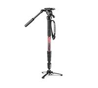 Manfrotto Element MII Kit Monopode Vidéo Fluide en Aluminium avec Rotule, à 4 Sections, avec Base Fluide Pliable et Bagues de Serrage, Charge Max 4 kg, pour Appareils Photo Hybrides et Reflex, Rouge