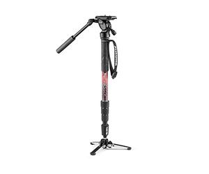 Manfrotto Element MII Kit Monopode Vidéo Fluide en Aluminium avec Rotule, à 4 Sections, avec Base Fluide Pliable et Bagues de Serrage, Charge Max 4 kg, pour Appareils Photo Hybrides et Reflex, Rouge