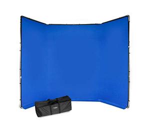 Manfrotto Kit de Fond Chroma Key FX Bleu 4 x 2,9 m - Grande Zone de Travail - Rapide à Installer - Kit Réutilisable - Idéal pour Les Déplacements - Sac de Transport - MLBG4301KB