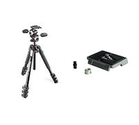 Manfrotto MK190XPRO4-3W Kit Trépied en alu 4 Sections + rotule 3 Dimensions Noir & 200PL Plateau Rapide
