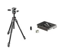 Manfrotto MK290DUA3-3W Trépied + Rotule 3D Noir & 200PL, Plaque de dégagement Rapide avec vis 1/4 Pouce, Compatible avec DSLR, Appareil Photo Compact, sans Miroir