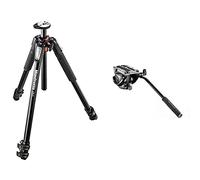 Manfrotto MT055XPRO3 Trépied en Aluminium 3 Sections Noir & MVH500AH Rotule Vidéo Noir Mini Pro Plaque de Base