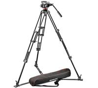Manfrotto Kit rotule vidéo fluide MVH502A + trépied aluminium – Friction réglable, bol 75/60 mm Noir