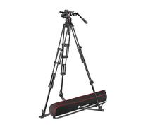 Manfrotto MVKN12TWINGA Rotule Vidéo Fluide Nitrotech 612 avec Trépied Aluminium à Double Tube avec Entretoise au Sol pour Appareils Reflex ou Hybrides et Caméras Vidéo - Charge Admissible 18 kg