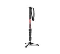 Manfrotto MVMELMIIA4 Element MII Monopode Vidéo Fluide en Aluminium, Léger, à 4 Sections, avec Base Fluide Pliable et Bagues de Serrage, Charge Max 16 kg, Rouge