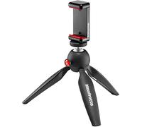 Manfrotto PIXI Mini Trépied avec Support Universel Smartphone, Trépied de Table Compact pour iPhone, Vlogging, Vidéo, Compatible avec Coques, Fabriqué en Italie, Noir, MKPIXICLAMP-BK