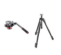 Manfrotto Rotule Video pour Trépied avec Base Plate et Levier Fixe, pour Stabilisateur Téléphone, Support Smartphone, Bras Magique, Vlog & MT290XTA3 Trépied pour Appareil Photo Noir