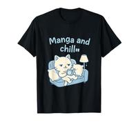 Manga & Chill Chibi Chat Bleu Pastel T-Shirt