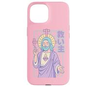 Manga chrétien Jésus Sacré Cœur Kawaii Anime Rose Pastel Coque pour iPhone 15
