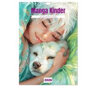 Manga Enfants - Un amour des animaux inébranlable, Version française (Calendrier mural 2026 DIN A4 portrait), Calendrier CALVENDO mensuel