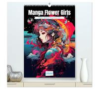 Manga Flower Girls (hochwertiger Premium Wandkalender 2026 DIN A2 hoch), Kunstdruck in Hochglanz: Magische Mangas: Blütenpracht, Gesichter, Farbenspiel