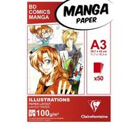 Manga illustrations bloc coll clairefontaine a3 29,7x42cm 100gr 50f