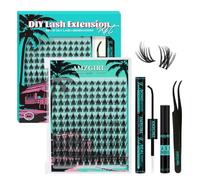 Manga Kit de 144 extensions de cils naturels à faire soi-même avec liaison noire et joint, dissolvant de cils et pince à épiler, extensions de cils animés (Noir vacance, C-Mix8 à 18 mm)