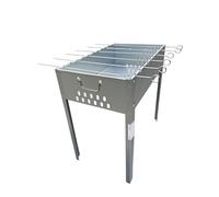 Mangal Barbecue à brochettes 50 x 30 x 50 cm avec 6 brochettes en acier inoxydable et grille de cuisson