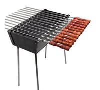 Mangal Barbecue au charbon de bois - Barbecue pliable en acier de 3 mm pour 12 brochettes - Barbecue à charbon portable d'extérieur pour camping, jardin, pique-nique et voyage
