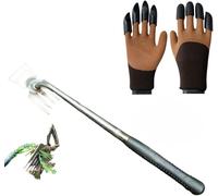 Manganese Steel 5-Tine Weeding Rake,Garden Trowel & 4-Claw Glove Set ¿ Heavy Duty Weeding Giant Tools for Dense Roots,Flower Beds,Potted Plants with Ergonomic Non-Slip Grips
