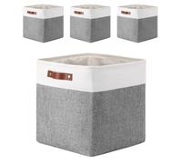 Mangata 25|28|30|33 cm Boite Rangement Tissu, 33x33x33 cm Cube Rangement, Lavable, Pliable, Lot de 4, Gris Blanc