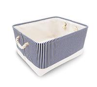 Mangata Boîte de rangement en tissu, 1 paquet (rayures bleues, moyen)