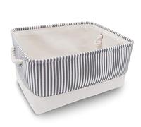 Mangata Boîte de rangement en tissu, 1 paquet (rayures grises, grand)