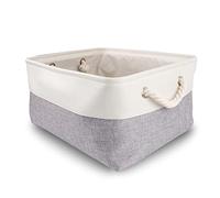 Mangata Boîte de rangement en toile, paniers de rangement pliables en tissu avec poignées pour armoires, armoires, étagères, vêtements, jouets, serviettes, salle de bain (38 x 28 x 24 cm, Gris Blanc)
