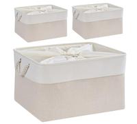 Mangata Boîte de rangement, lot de 3 paniers de rangement en tissu épais avec poignées et cordon de serrage pour vêtements, étagères, placard, garde-robe, maison (XL)