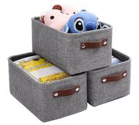 Mangata Boîte de Rangement Pliable en Tissu avec Les poignées, Lot de 3 Panier de Rangement pour Vêtements, Livres, Cosmétiques, Jouets (Gris, Medium)