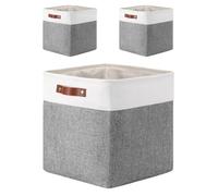 Mangata Boite Rangement Tissu, 33x38x33cm Paniers de rangement en tissu(Gris Blanc, lot de 3)