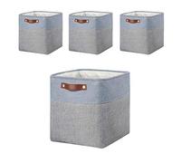 Mangata Boite Rangement Tissu, 33x38x33cm Paniers de rangement en tissu(Gris Bleu, lot de 4)