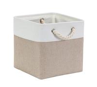 Mangata Boîtes de rangement Cube 25x25x25cm, Kaki Clair Blanc, 1Pc