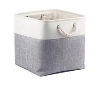 Mangata Boîtes de rangement Cube 28x28x28cm, Gris Blanc, 1Pc