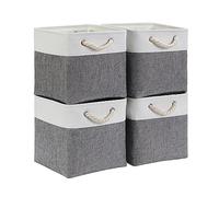 Mangata Boîtes de rangement Cube 28x28x28cm, Gris Blanc, 4Pcs