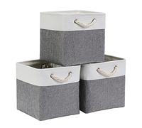 Mangata Boîtes de rangement Cube 30x30x30cm, Gris Blanc, 3Pcs