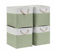 Mangata Boîtes de rangement Cube 30x30x30cm, Vert Blanc, 4Pcs
